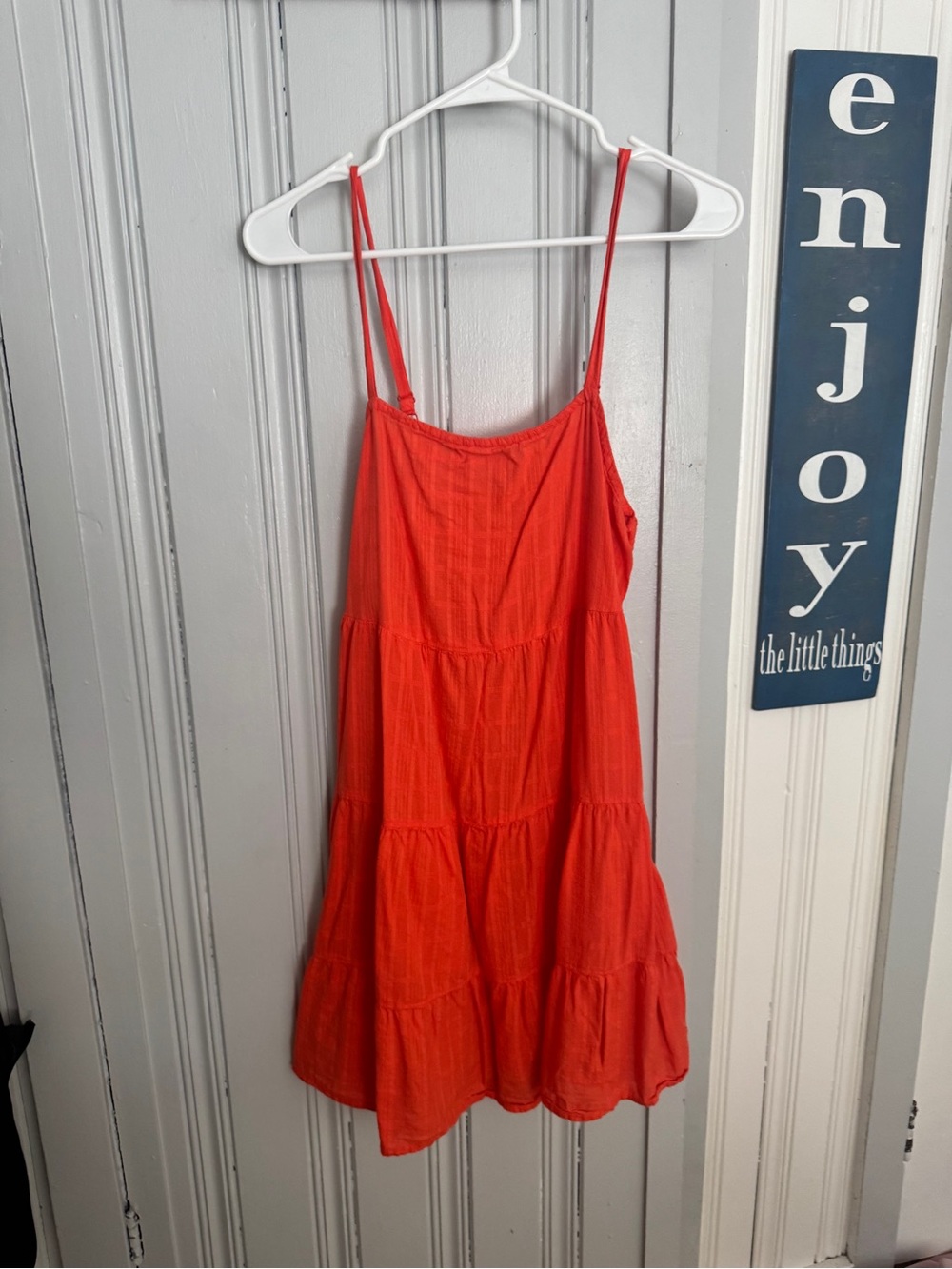 Old Navy Bright Orange Tiered Spaghetti Strap Mini Dress